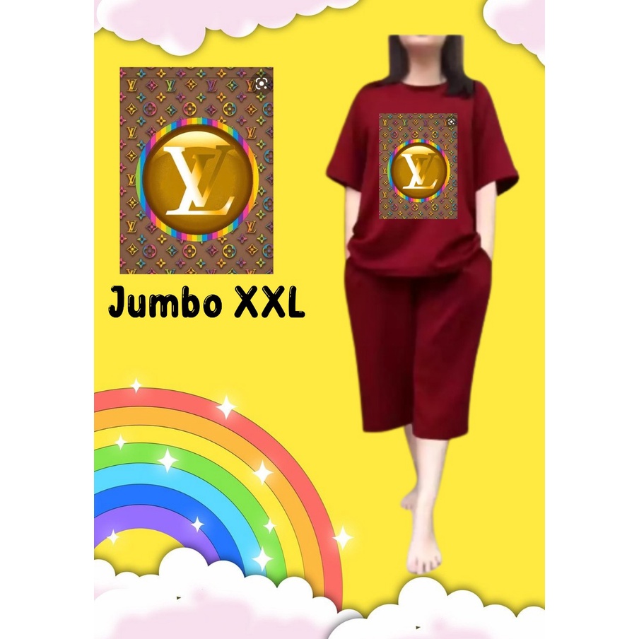 Setelan kulot jumbo /set jumbo kulot polos/setelan wanita celana kulot/LV kotak