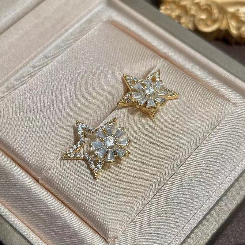 Dapat diputar stud anting-anting lima menunjuk bintang anggun online influencer Korea titanium baja