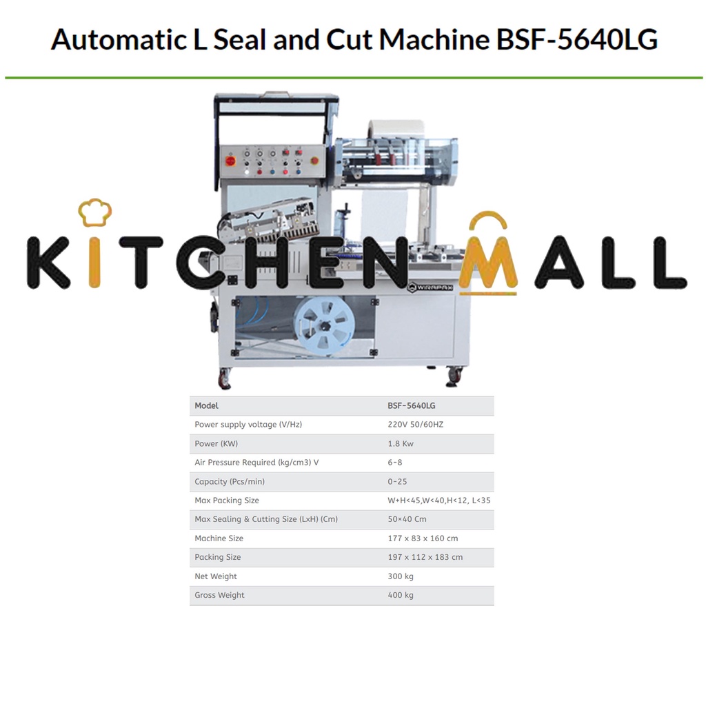 WIRATECH BSF-5640LG Automatic L Seal and Cut Machine / Mesin Pengemas Produk