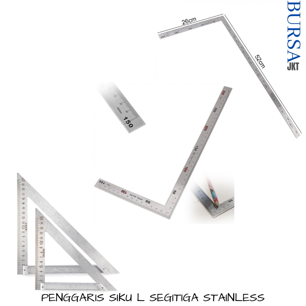 

PENGGARIS SIKU L SEGITIGA 90 DERAJAT MULTIFUNGSI ALAT UKUR SUDUT KEMIRINGAN PRESISI STAINLESS