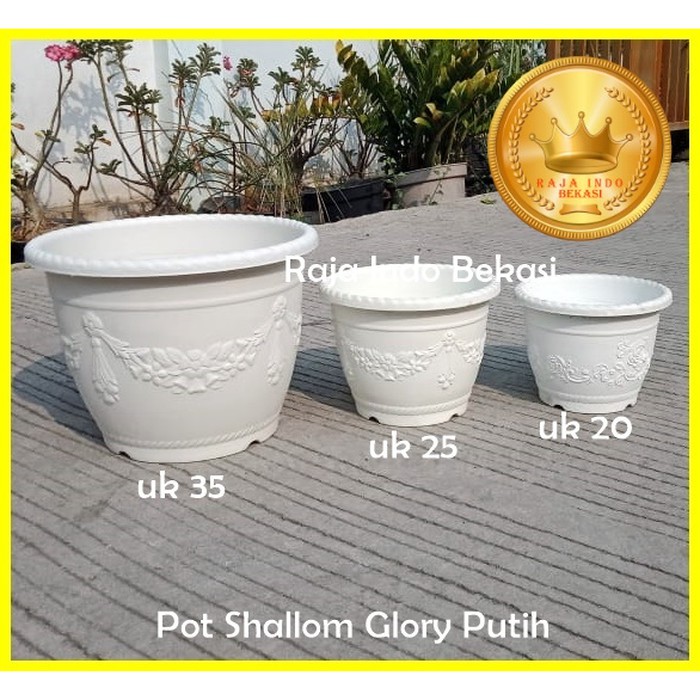 Pot Shallom Kb Glory 20 Cm Putih Motif Pot Plastik 20cm Vas Bunga Pot Tanaman Hias Bukan Tawon 20