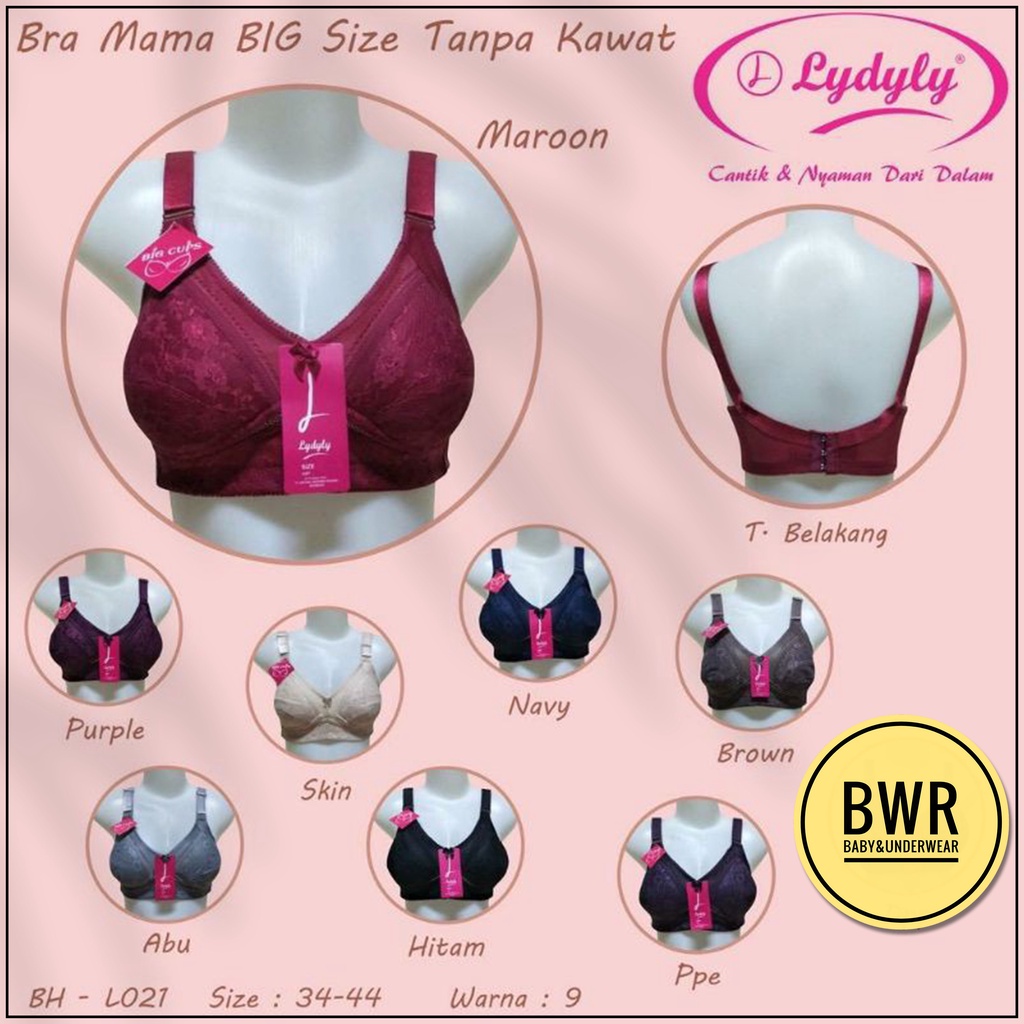 Bra Lydyly L021 BRUKAT / Bh Sport Wanita L 021 Busa Tipis Tanpa Kawat Kait 3 Bisa PILIH WARNA | Bwr