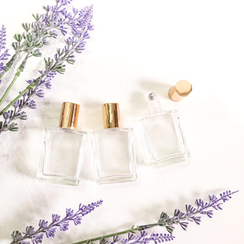 15ml Kotak Lebar Botol Roll On Kaca Metal Roller Bottle Essential Oil Aromatherapy Parfum Roll DHJB