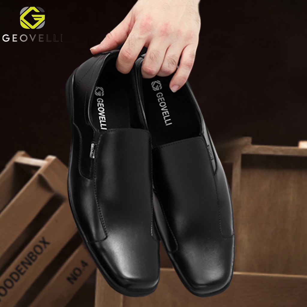 Geovelli G-1945 Sepatu Pria Hitam Sepatu Pantofel Santai Casual Kerja Kuliah Pria Cowok Nikahan