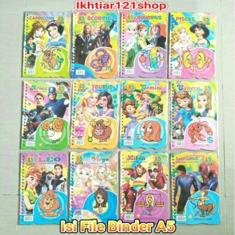 

Paket 1 Pack isi Binder File Funcy/Kertas isi file Motif ukuran A5 isi 16 lembar