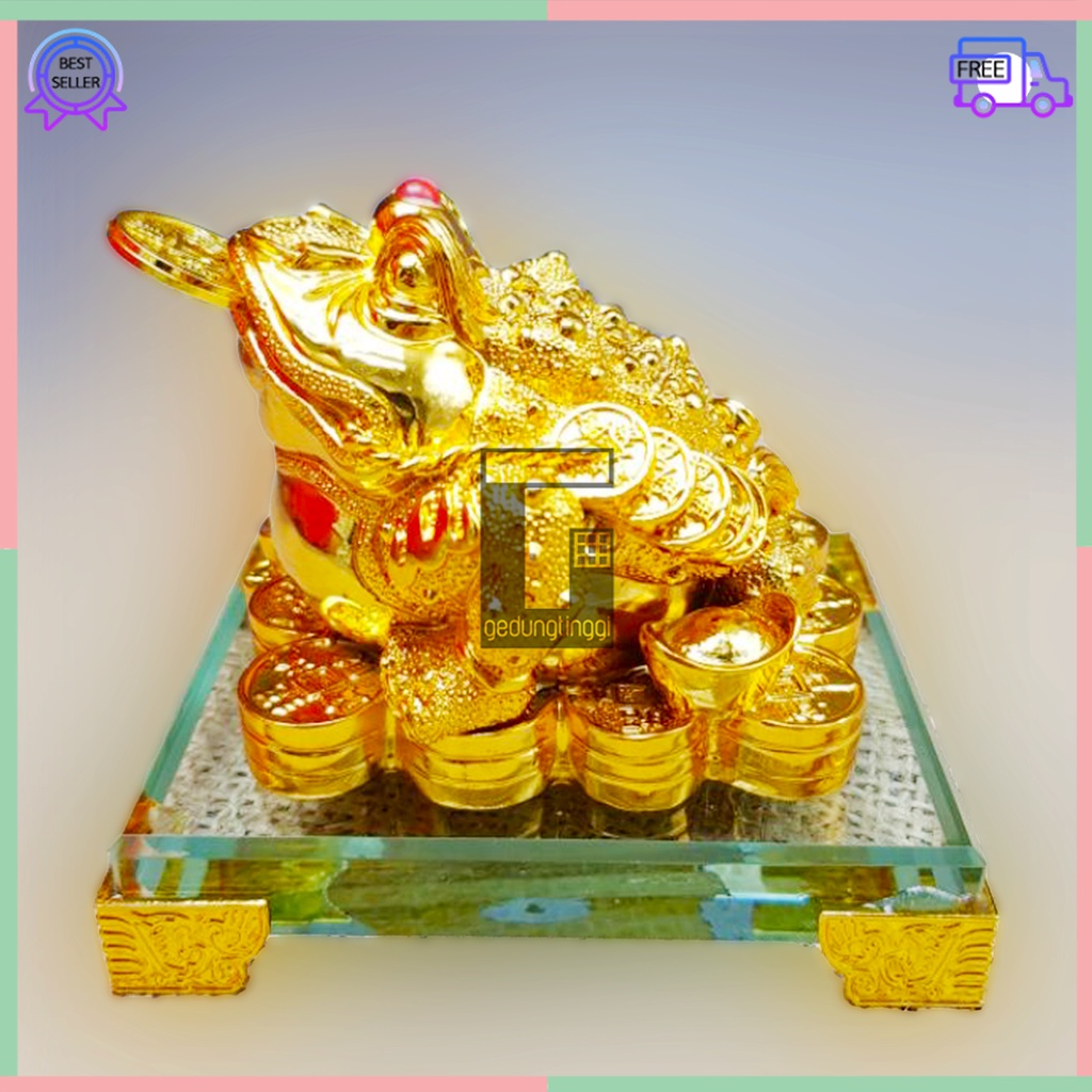 Patung Pajangan Hiasan Dekorasi Hadiah Kado Imlek Sincia Kodok Katak Kaki Berkaki Tiga Gigit Uang Coin Koin Emas Gold ChanChu Cancu Chancu Fengshui Feng Shui Pembawa Hoki Rejeki Keberuntungan Shio Kelinci Cny 2023 Ukuran Kecil Besar Jumbo Size Gift Box