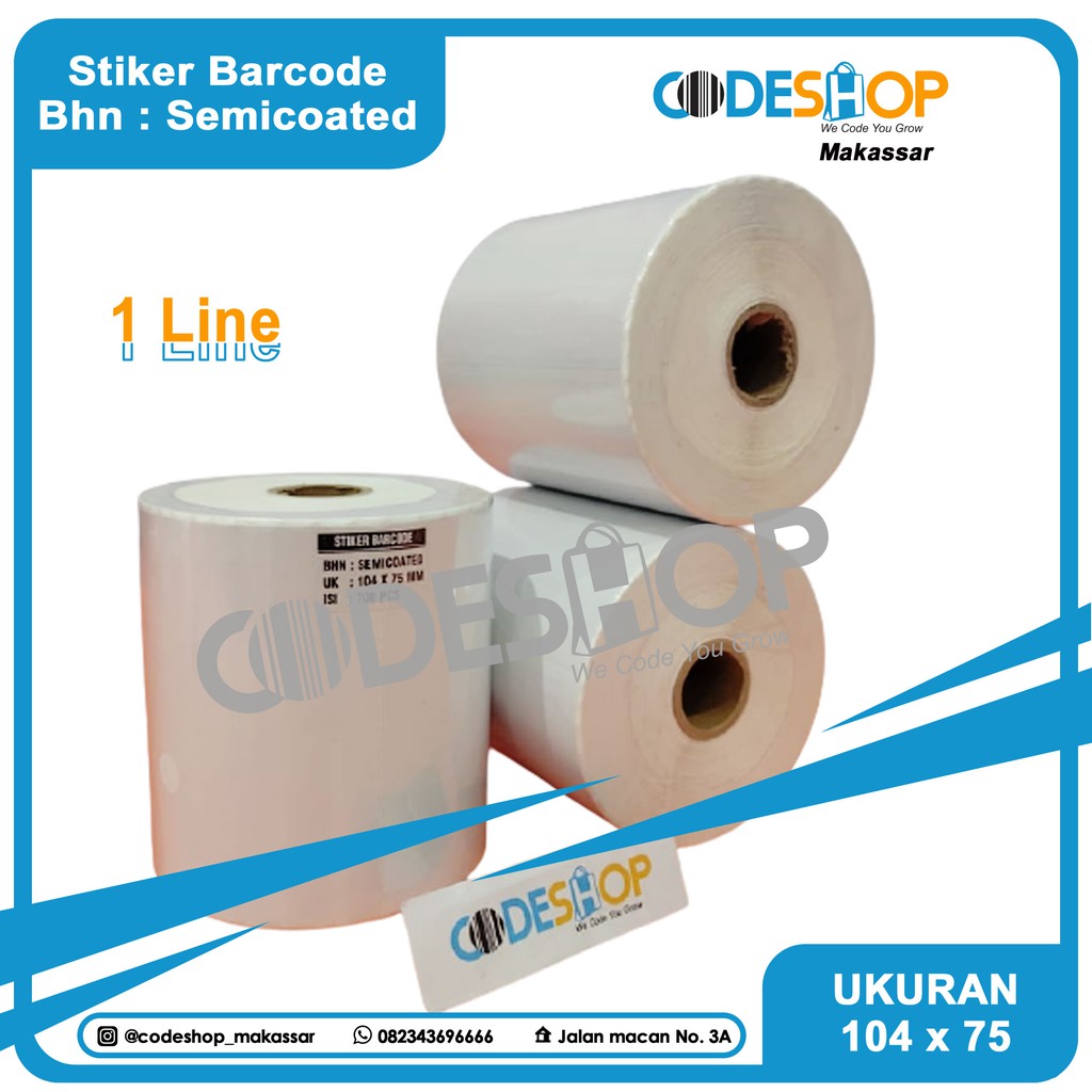 KERTAS STICKER LABEL PRINTER BARCODE 104 X 75 MM - 1 LINE