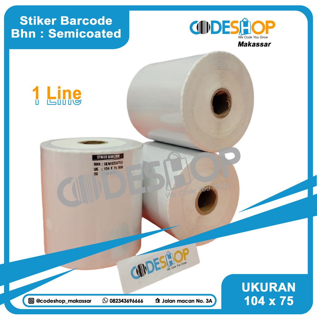 label barcode 104 x 75 semicoated 1 line gap core 1&quot; isi 700 pcs label