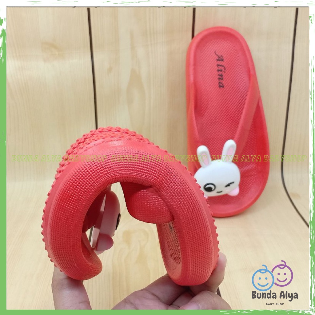 Sendal Jepit Anak Perempuan IMPORT Usia 5 Sampai 7 Tahun Bunny MERAH Premium Empuk - Sandal Jepit Anak Cewek Karet Elastis Anti Licin Kekinian Nyaman Dipakai Size 30-35