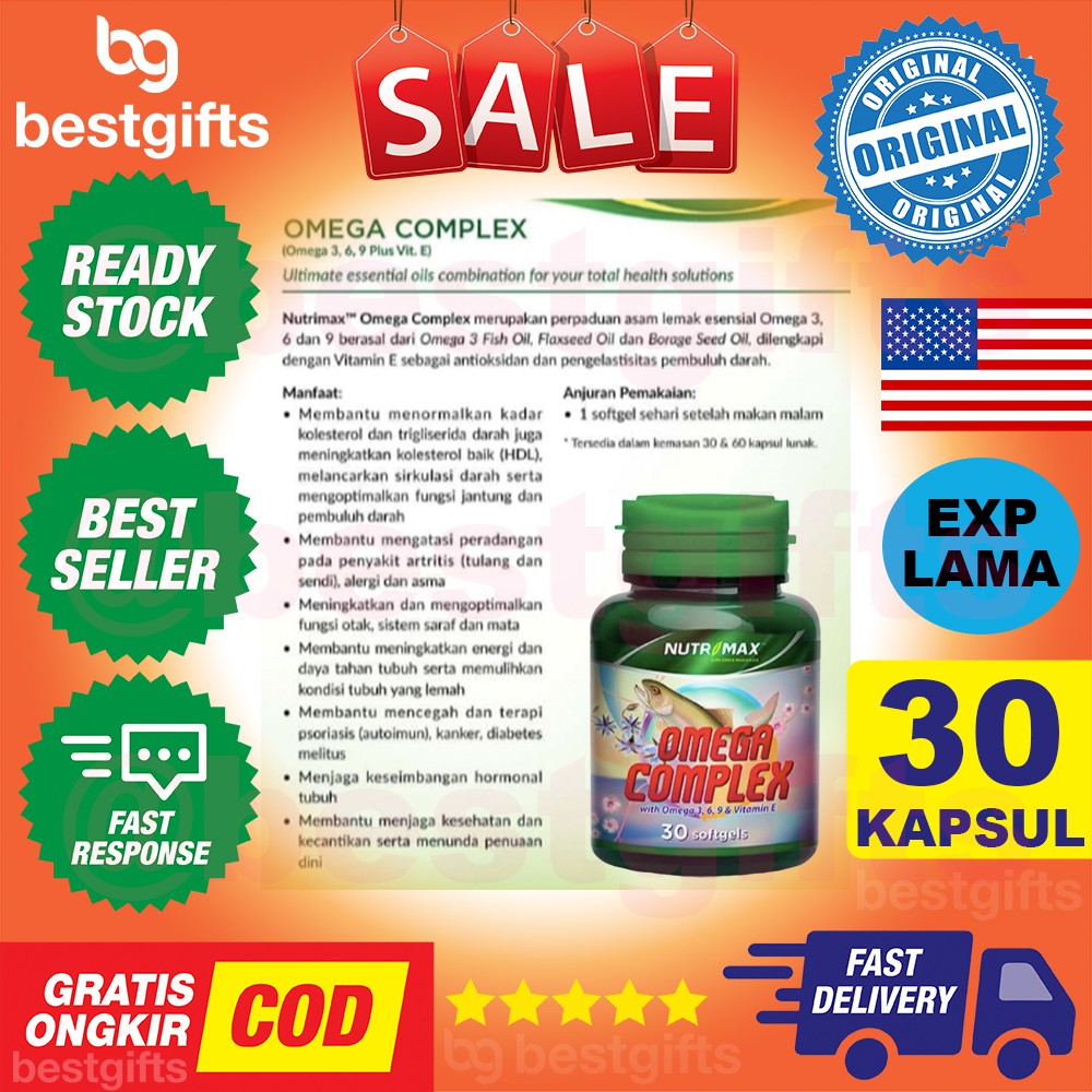 NUTRIMAX OMEGA COMPLEX FISH OIL 3 6 9 VITAMIN E JANTUNG OTAK KOLESTEROL TULANG SENDI MATA 30 KAPSUL