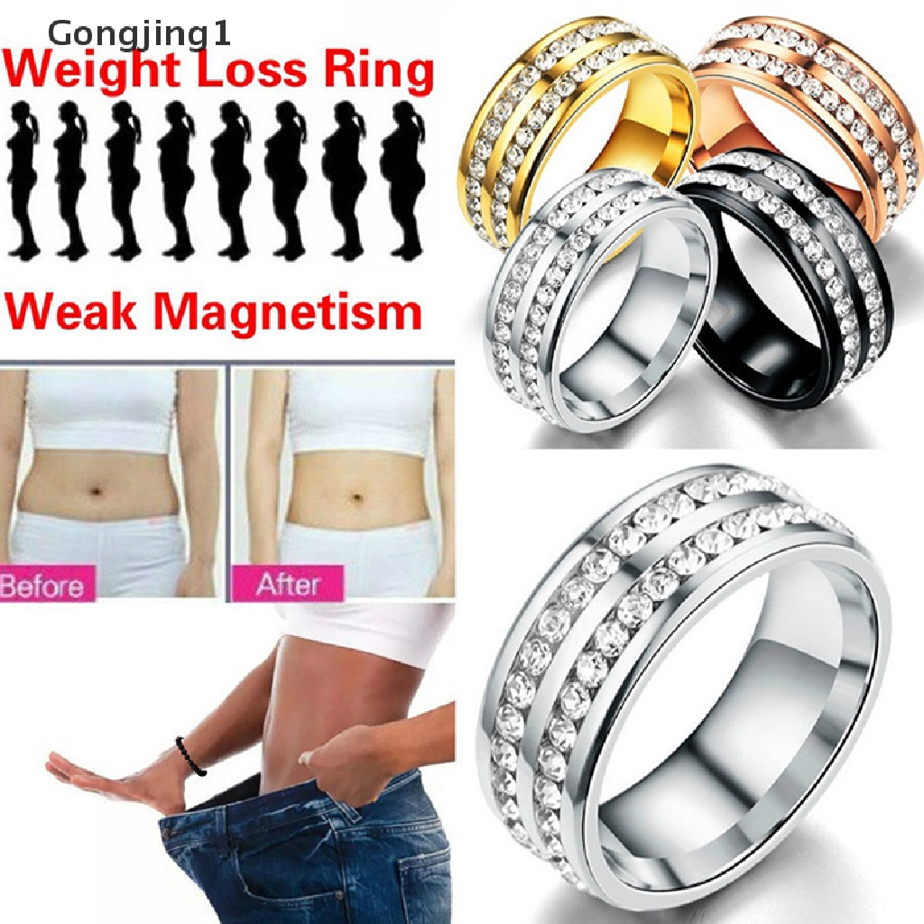 Gongjing1 Cincin Magnetik Hias Kristal Berlian Imitasi Untuk Menurunkan Berat Badan