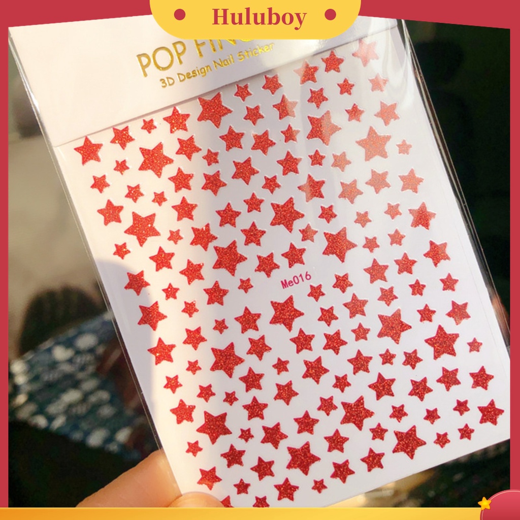 Huluboy Huluboy♡ Stiker Kuku Glitter Shiny Tidak Pudar Untuk Wanita