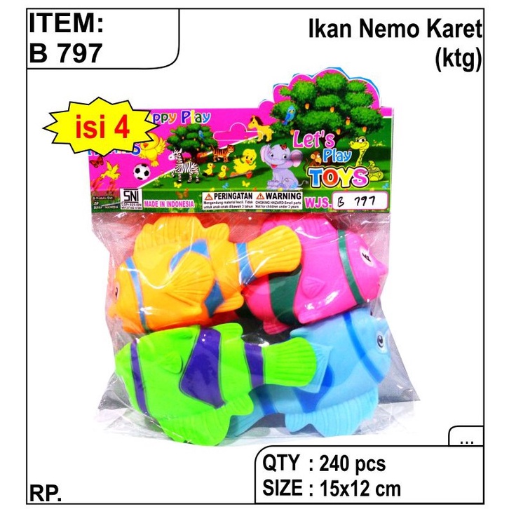 Mainan karet encit ikan nemo B797 mainan anak mandi mainan ikan nemo karet