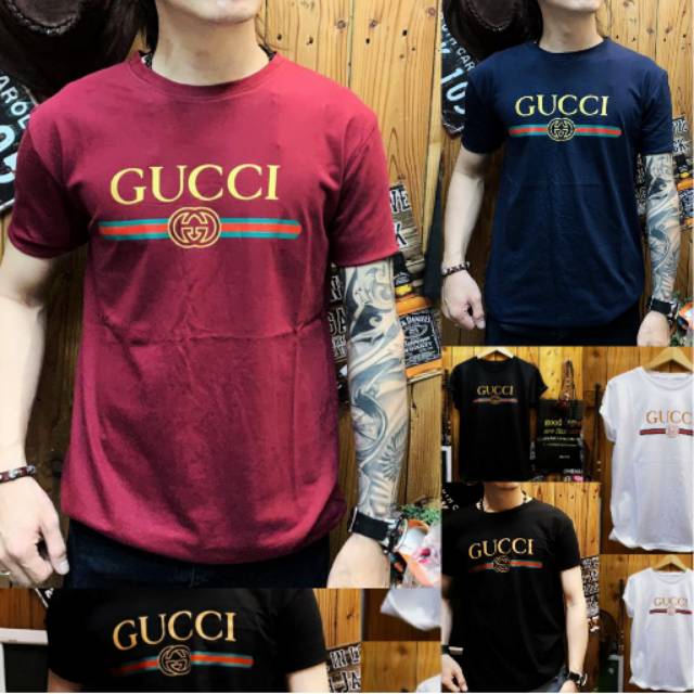 Kaos Distro Pria Gucci 4 Warna Kaos Pria T Shirt Pria T Shirt Distro Shopee Indonesia