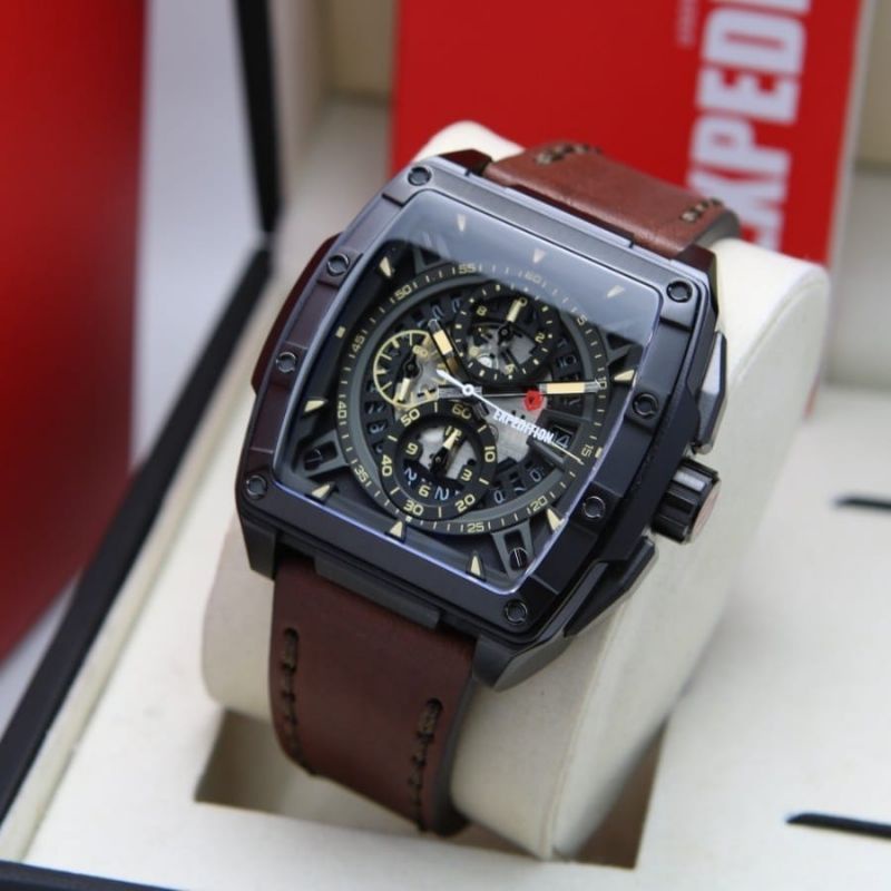 Jam Tangan Expedition E 6815 Pria / E6815 MC Black Brown Original