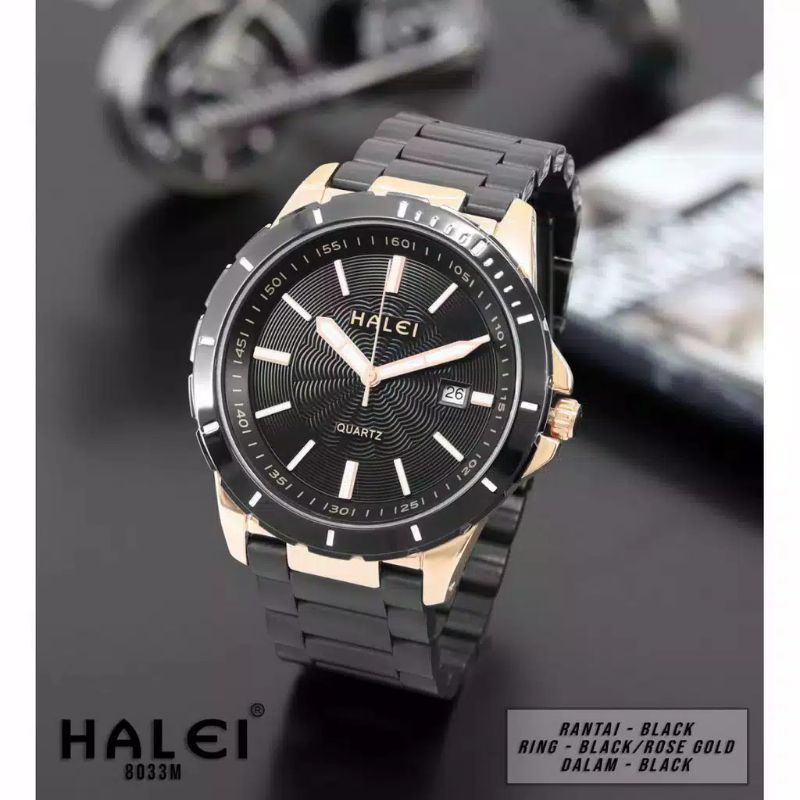 Halei 8033 Jam Tangan Pria & Wanita Couple Halei 8033 Tanggal Aktif Stainless Steel