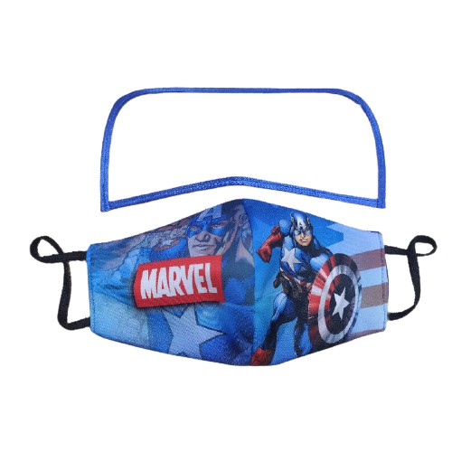 Masker Face Shield Anak LED Cowok Cewek Superhero Marvel Spiderman Iron Man Batman Unicorn