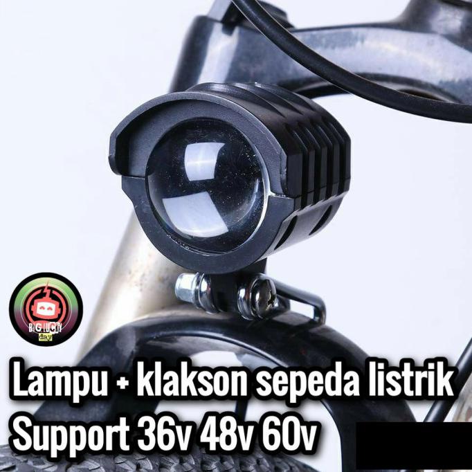 Buruan Serbu] Lampu + Klakson Sepeda Listrik 36V 48V 60V Headlamp Scooter Listrik