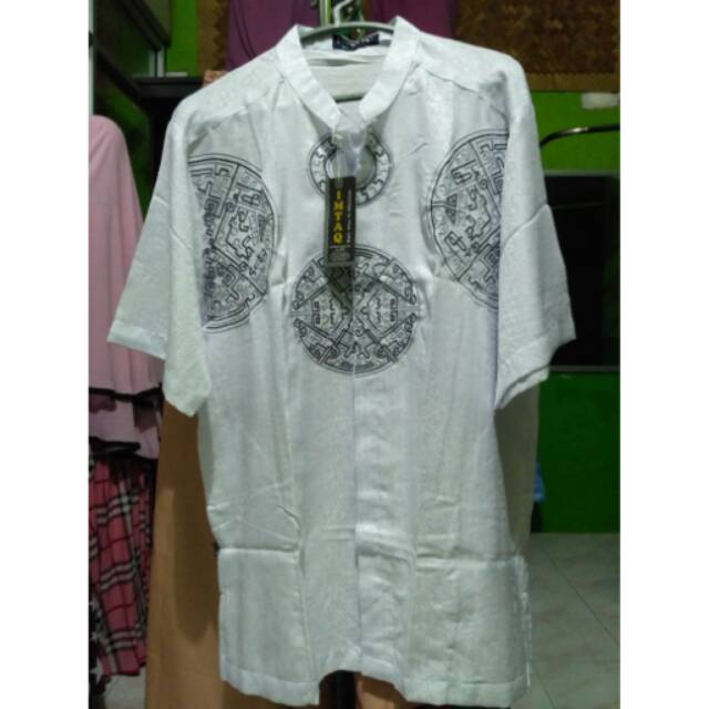 BAJU KOKO KATUN VERSUS EMBOSS MOTIF BORDIR LENGAN PENDEK BY IMTAQ