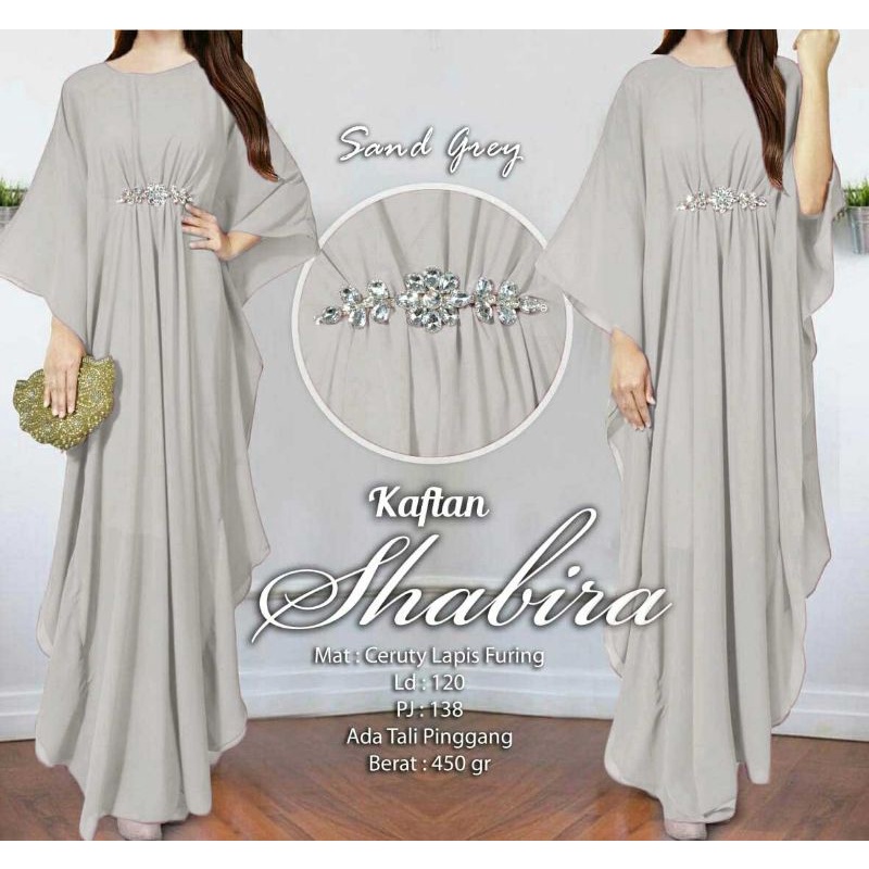 Arnis Shabira Kaftan Original Busui Friendly Ceruty Babydoll-Sand Grey