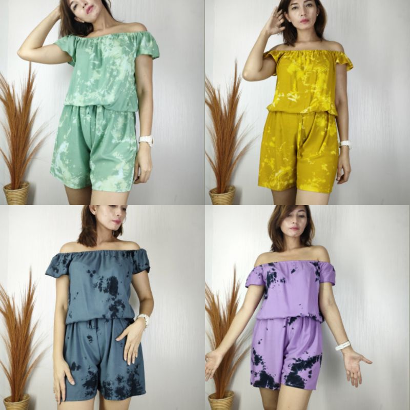 Jumpsuit Wanita Pendek Sabrina Rayon Tie Dye Bali