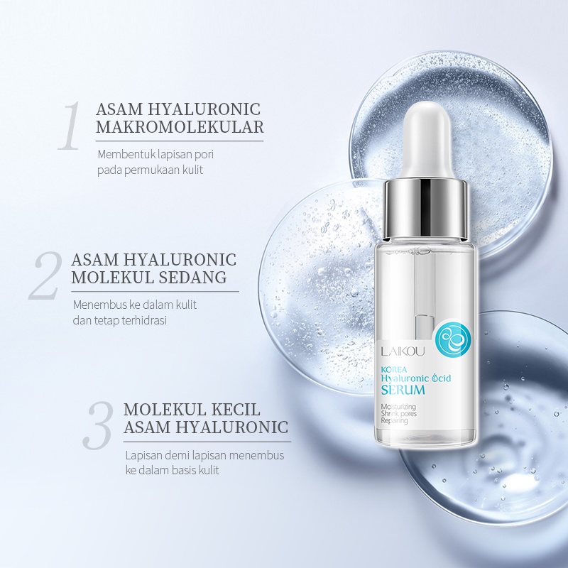 LAIKOU Hyaluronic Acid Serum Melembapkan Menghilangkan Bintik Hitam Memperbaiki dan Melembutkan Kulit 17ML