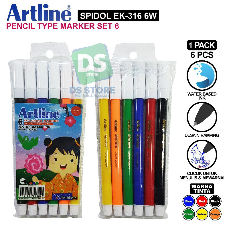 

Spidol Mewarnai isi 6 Warna Set EK-316 6W ARTLINE