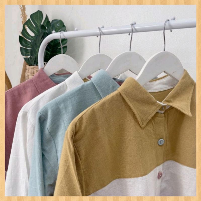 Atasan Blouse Kemeja Wanita Katun Linen Impor Terbaru-4