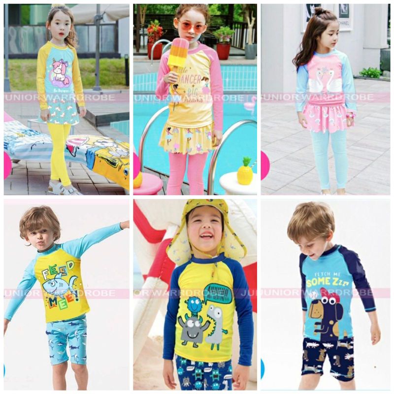 (2-13y) Baju renang anak perempuan Pakaian Renang anak Perempuan LakiLaki Panjang Merek JW241