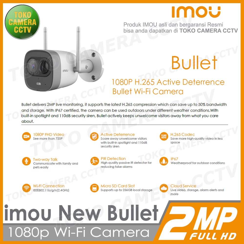 IMOU NEW BULLET 2MP CCTV WIFI KAMERA IP CAMERA WIRELESS OUTDOOR