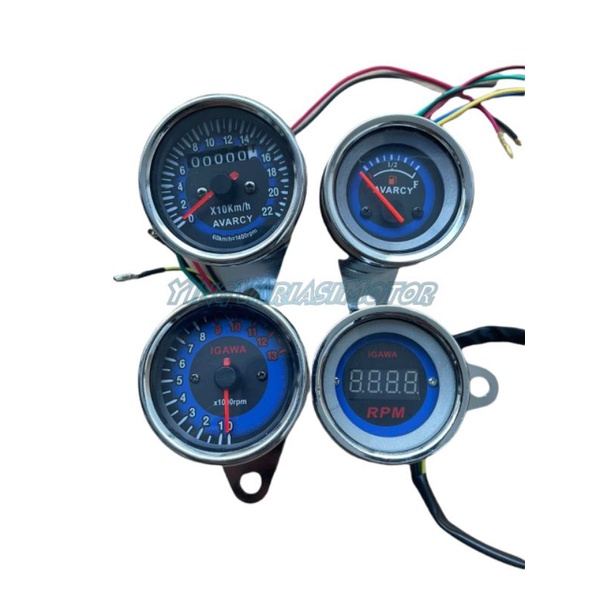 SPEEDOMETER AMPER BULAT CROME IGAWA KILOMETER RPM MANUAL RPM DIGITAL AMPER BENSIN