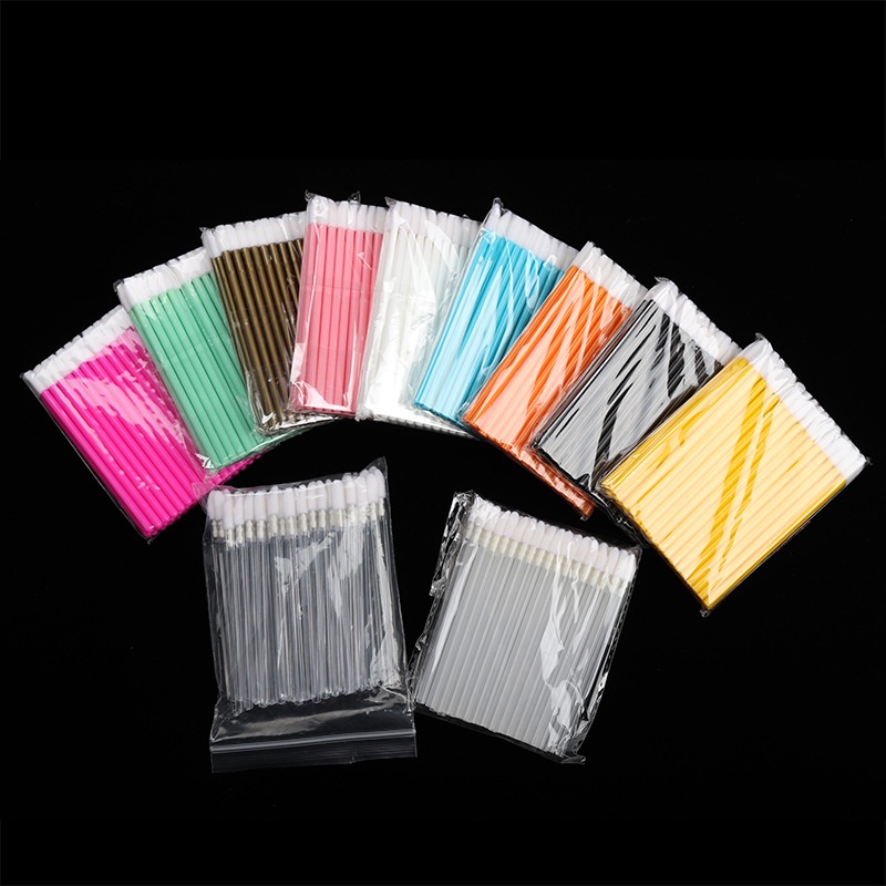 50pcs / set Brush Aplikator Lipstick Lip Gloss Maskara Bulu Mata Alis Sekali Pakai Untuk Makeup