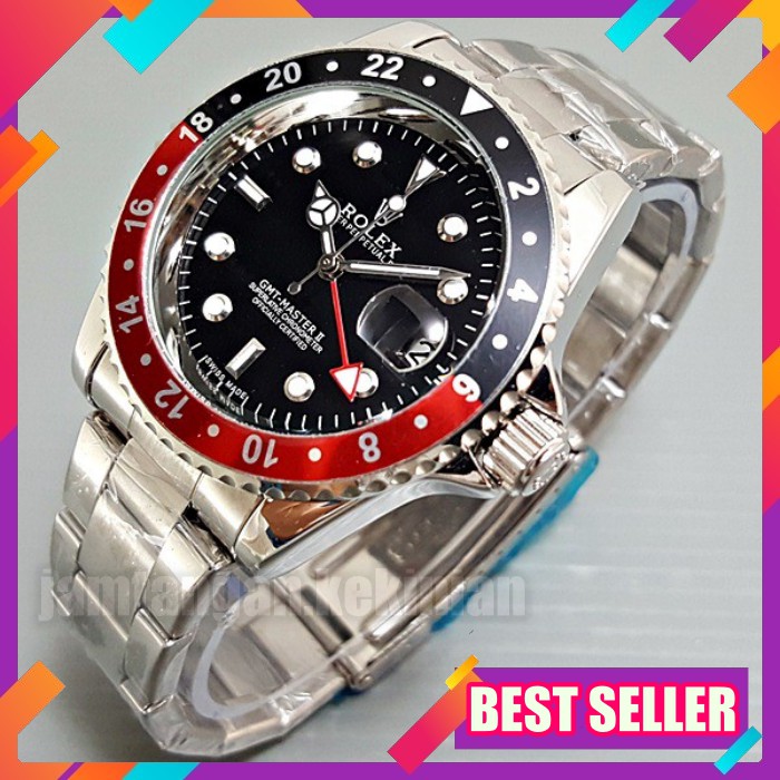 Jam Tangan Pria Cowok Murah Rolex Premium Rantai Warna Silver /  Jam Tangan Best Seller