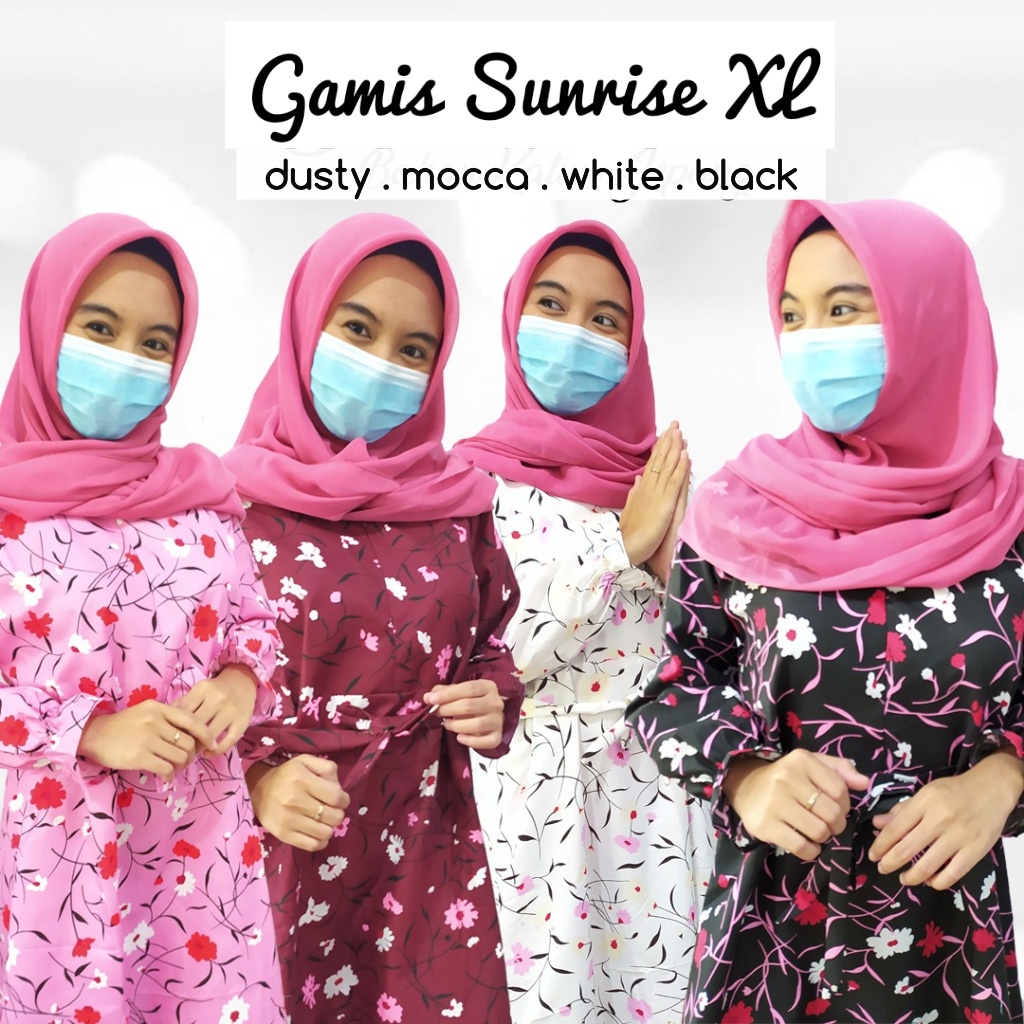 (KATALOG 4) Gamis Katun Jumbo Motif Bunga Sunrise - Gamis Motif Busui Friendly