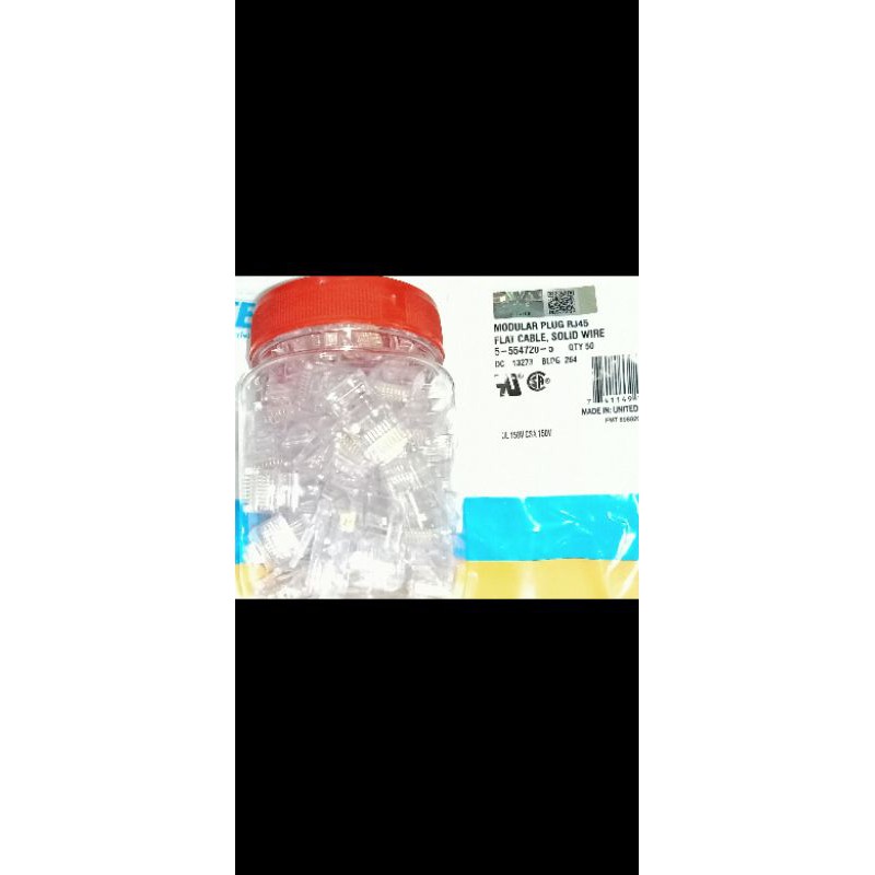 Konektor RJ45 Original AMP isi 50pcs / RJ 45 Amp Ori / Socket RJ 45 Amphenol