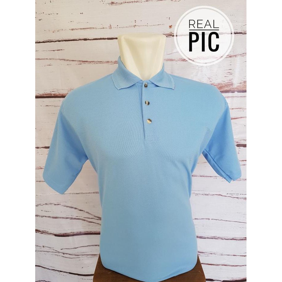 Baju Kaos Kerah Polos - Biru Muda Top Quality