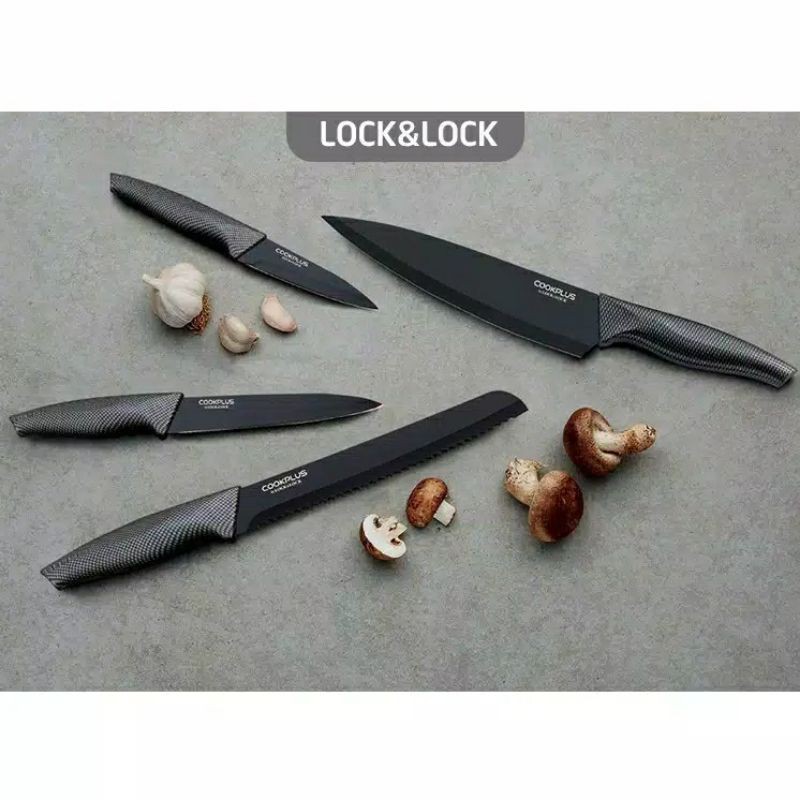 ORIGINAL Lock n Lock Exclusive Cookplus Knife 5P Set Black - Pisau Dapur