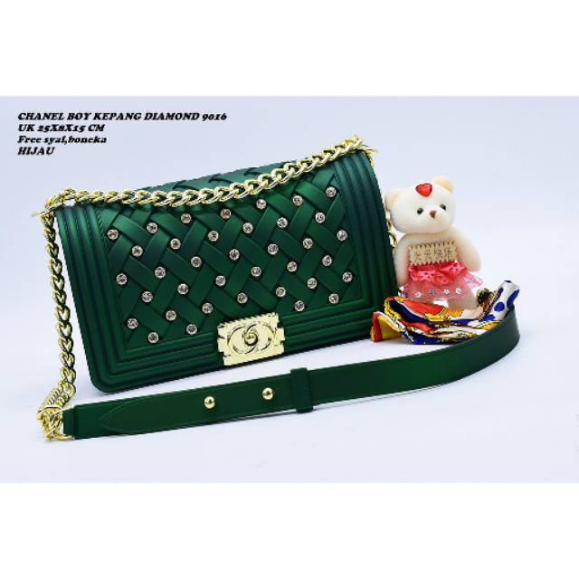 TAS SELEMPANG ANYAM CHANEL BOY DIAMOND  8014-5A