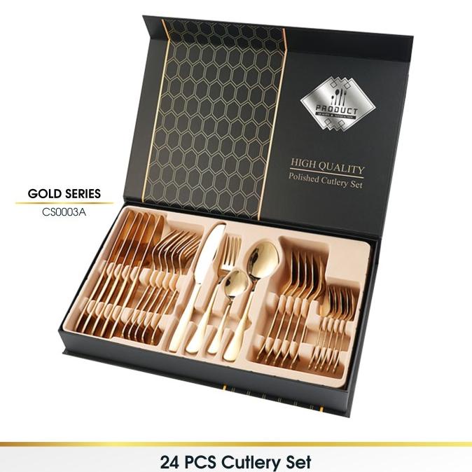24 Pcs Set Cutlery Sendok Alat Makan Korea Garpu Pisau Set 24 Pcs masih banyak