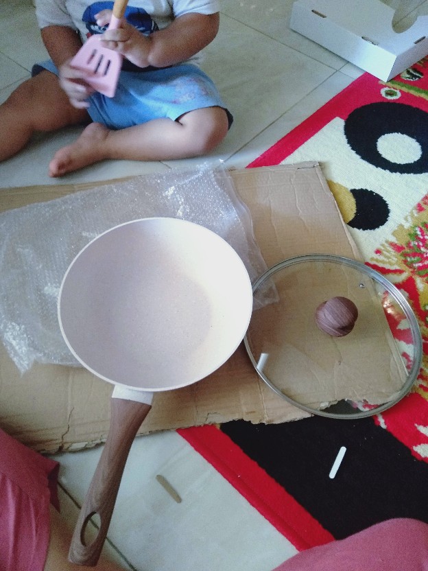 Bolde Super Pan Wok ( Wajan ) 26 Cm + Lid Tutup Kaca, Granite Beige Series