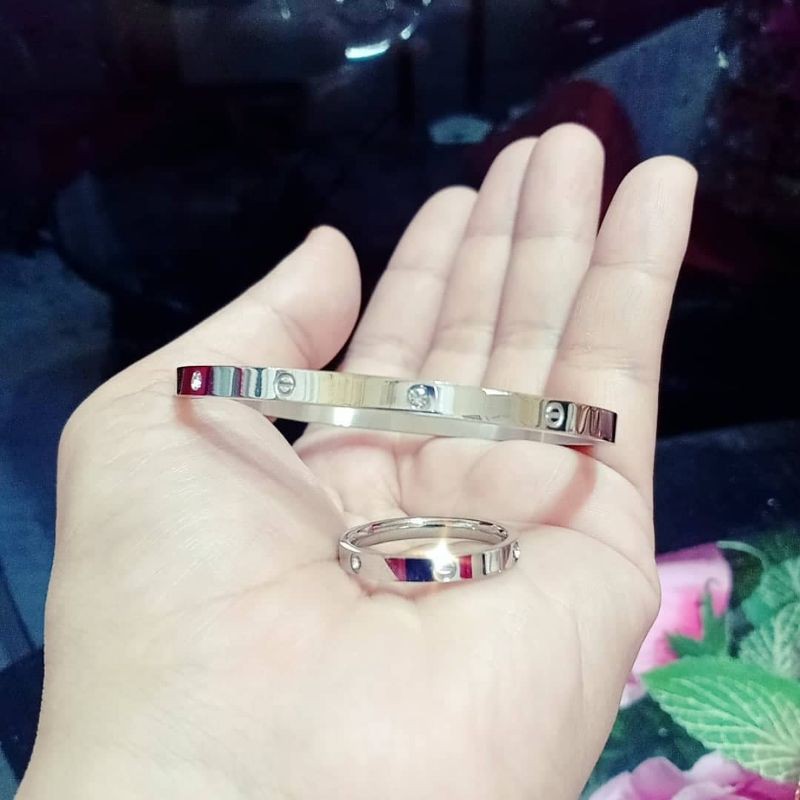 SET PERHIASAN TITANIUM WANITA TERLARIS SET GELANG TANGAN TITANIUM