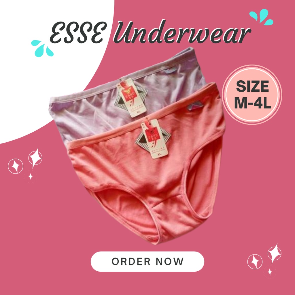 Sempak Wanita 1 Lusin Merk Esse Bahan Kaos Spandex - Adem, Stretch, Nyaman Di pakai