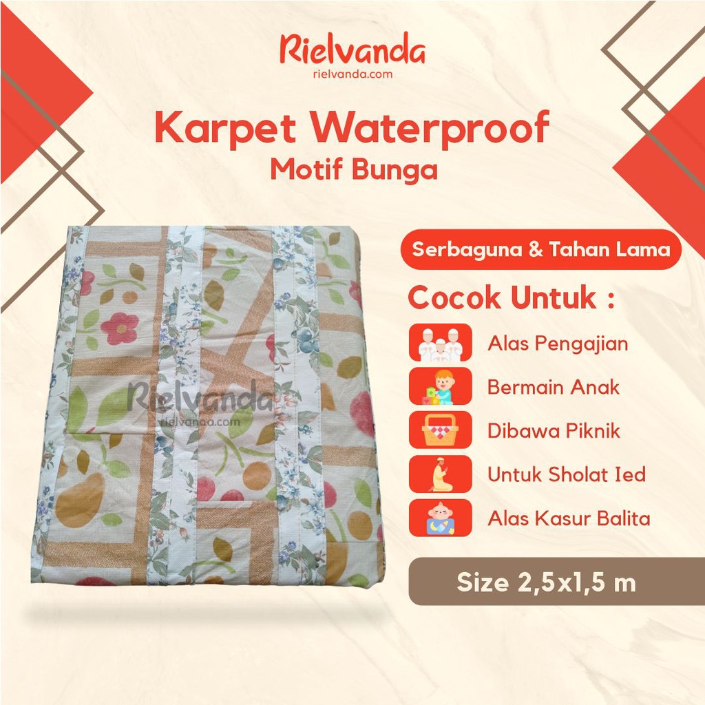 Karpet Waterproof Motif Bunga Lipat Alas Anti Air Plastik Kamar Mandi Dapur Kitchen Aesthetic Esteti