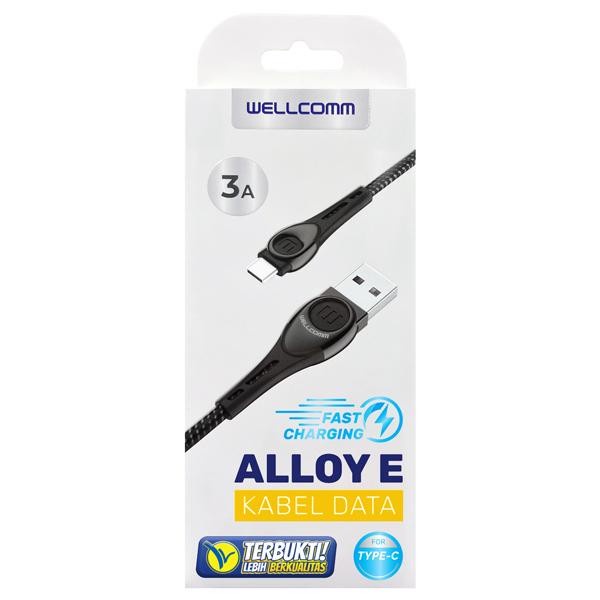 Kabel Data Charger Wellcomm Type C 1.5 M  Alloy E Support 3A