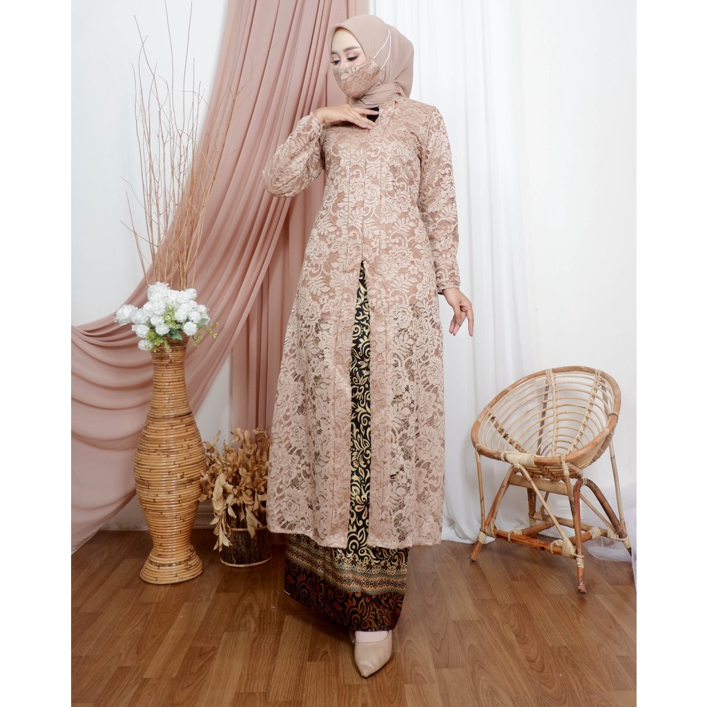 Permata Olshop / Setelan Kebaya Tunik Brokat Hayati / Tunik Tradisional Model Terbaru / Baju Kurung Brukat / Tunik Pesta