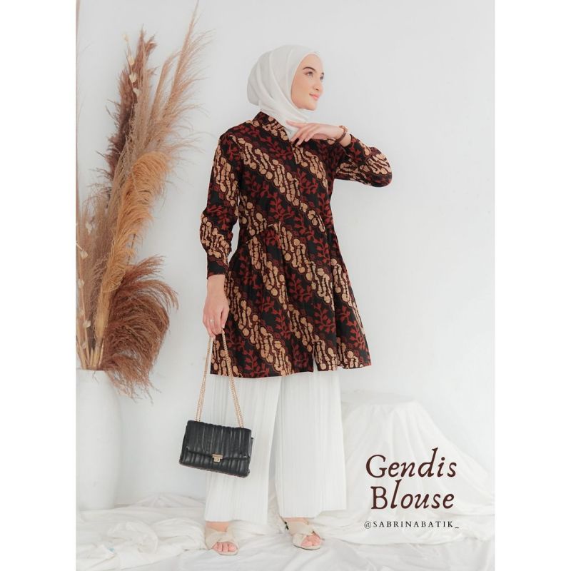 Batik wanita ASJ SA HRB026 Kenongo Kemeja Tosca Pendek-2