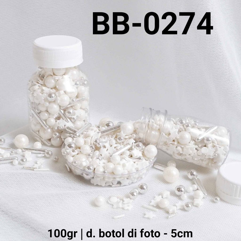 

BB-0274 Sprinkles sprinkle springkel 100gr putih perak mutiara hati yamama baking grosir murah sprinkles cake dekorasi mutiara trimit decoration story sprinklestory sprinklesstory sprinkle story yamama baking