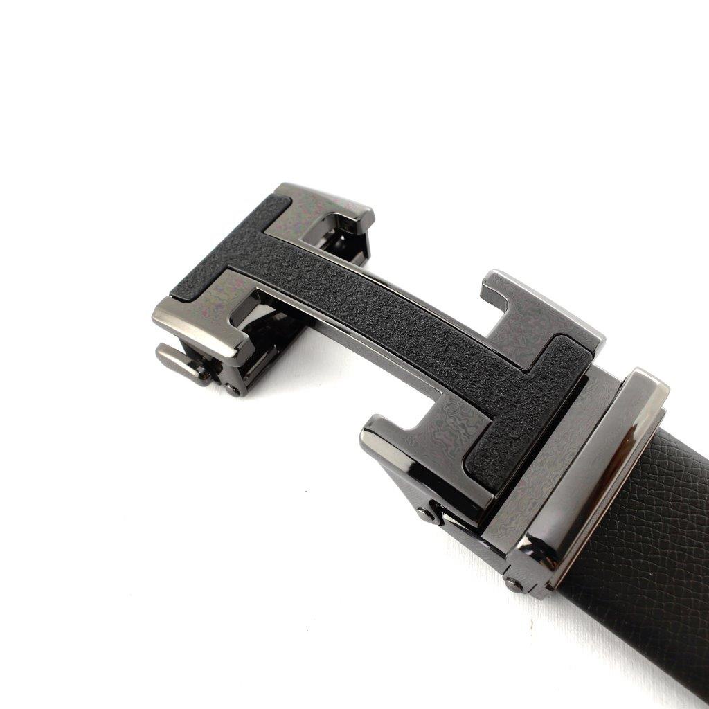 TOKOKOE - Gesper Ikat Pinggang Pria model Rel Ban Pinggang Otomatis Bahan Kulit Jumbo Size - H HZ23 Black