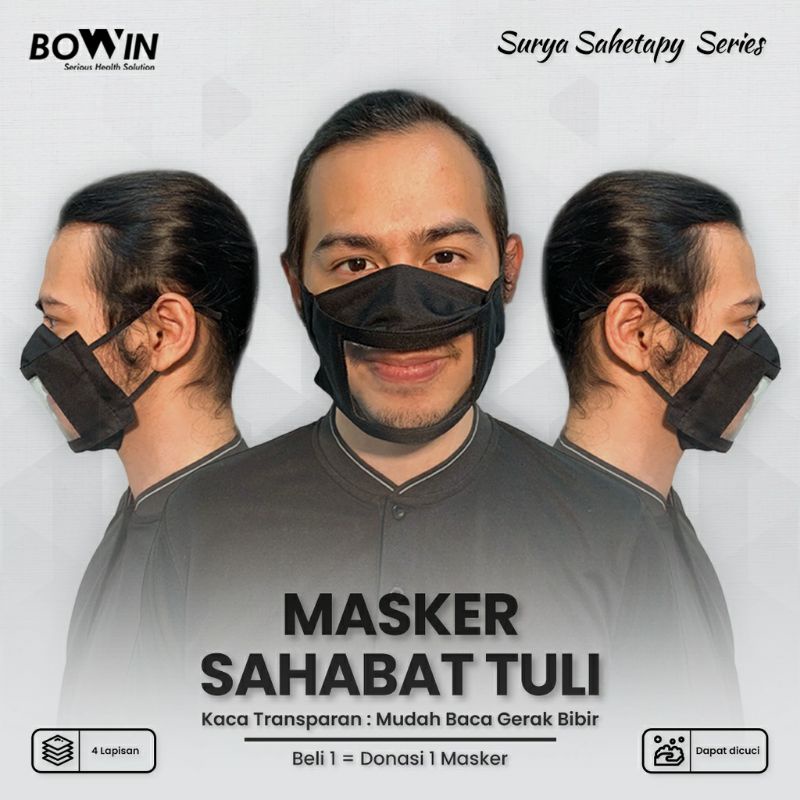 BOWIN Masker Sahabat Tuli Special Edition/Masker Transparan ; Mudah Baca Gerak Bibir