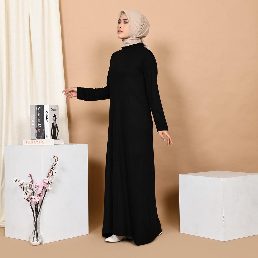 Mybamus Arisha Basic Long Dress Black M15567 R42S6 - Gamis Muslim-2